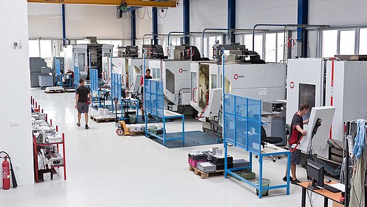Part of the "Hermle Parade", currently featuring nine C-series high-performance five-axis CNC machining centres of various sizes and capacities